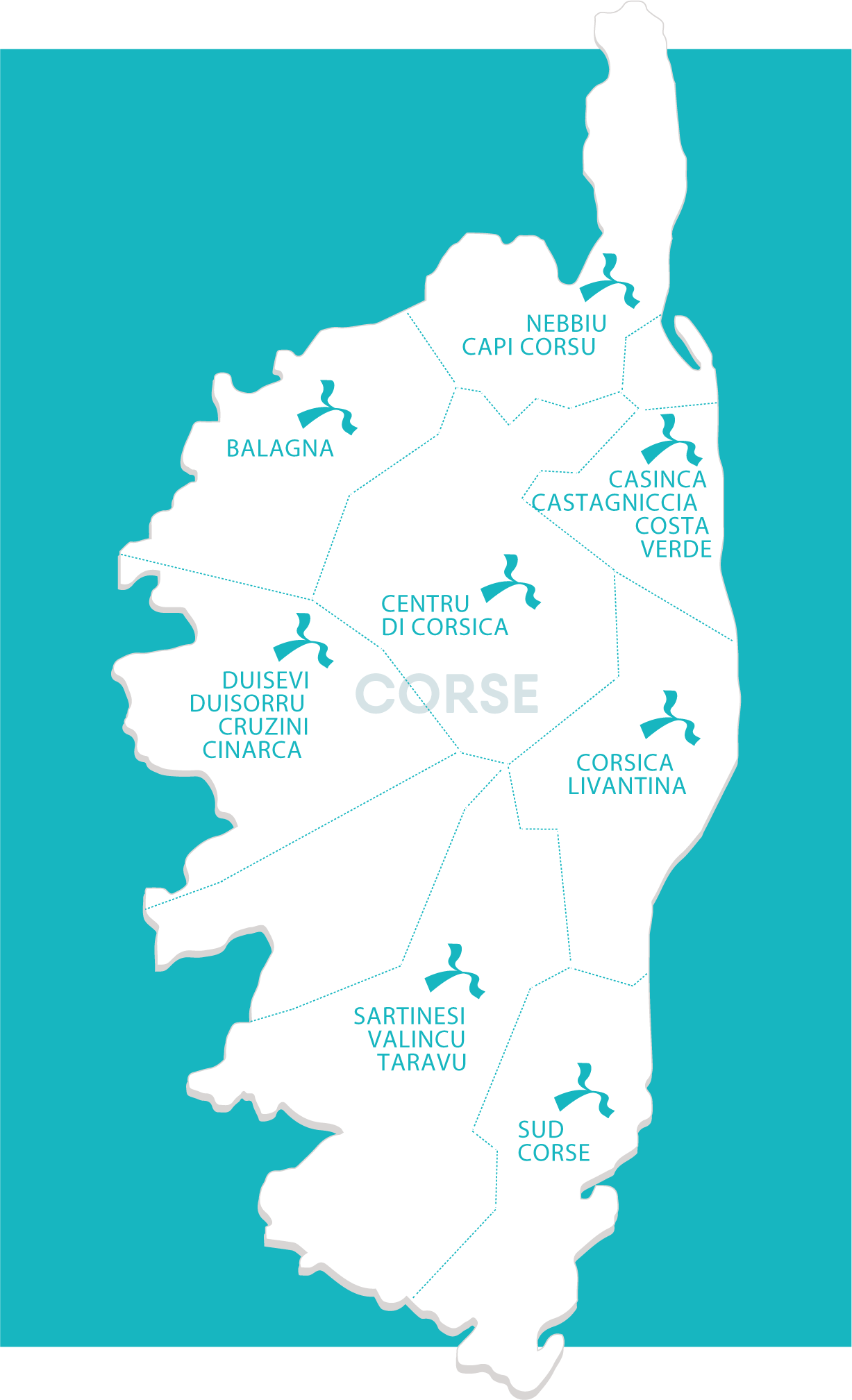 Carte des régions de corse